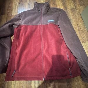 Columbia Two-Tone Red & Brown Fleece Jacket